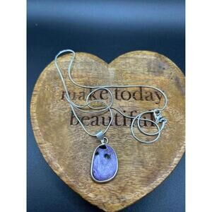 Polished charoite gemstone purple pendant with 24 inch chain